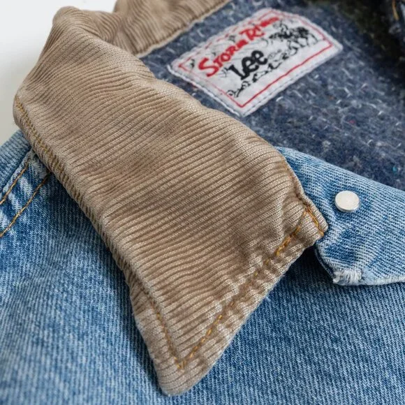 Vintage Lee Storm Rider Denim Jacket Blanket Lined Corduroy Collar - Picture 4 of 14